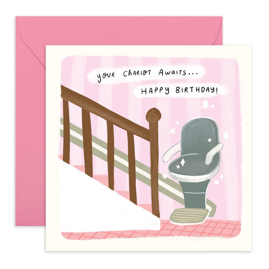 Funny Greeting Card - 'Your Chariot Awaits' - Gifts for Friends, Coworker, Bestie, BFF,Bruv, Lad, Mates, Girlfriend, Lad, Officemate - Toilet Seat - Comes with Fun Stickers