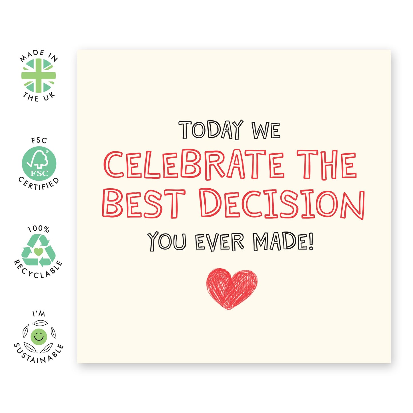 Romantic Anniversary Card - 'Best Decision You Ever Made' - Gifts for Married Couples, Wife, Husband, Spouse, Partner, Him, Her, Girlfriend, Boyfriend - Thank You - Comes with Fun Stickers