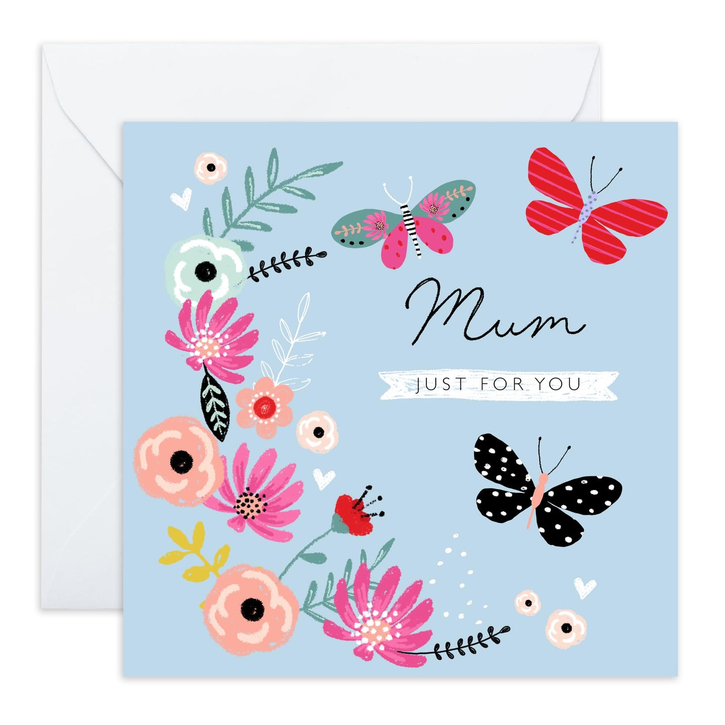 Thank You Greeting Cards For Mum - Mum Just For You Butterflies - Cute Appreciation Cards For Her - Birthday Card For Mummy - Gift For Mommy - Mothers Day Card - Comes With Stickers - By Central 23