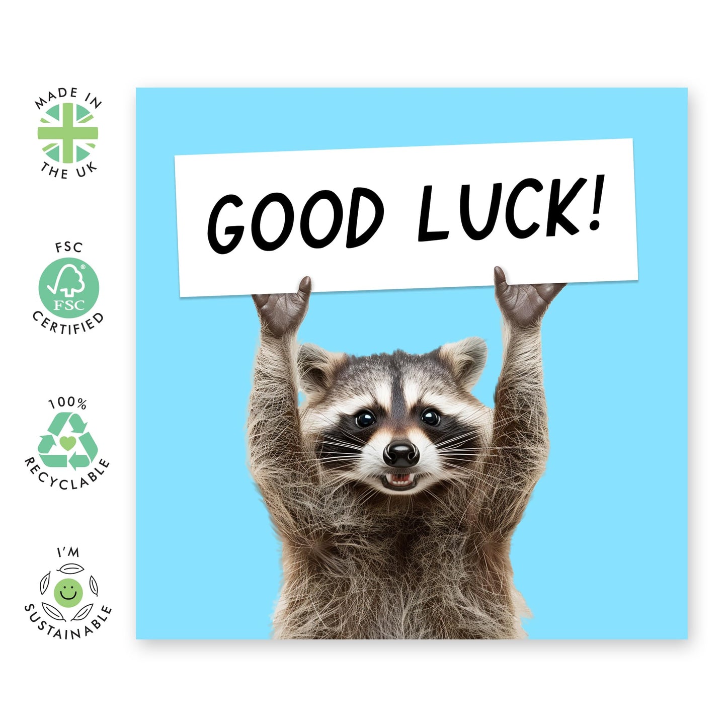 Leaving Cards For Colleagues - Good Luck Raccoon - Funny Goodbye Cards For Coworker Colleague Boss - Farewell Card - Moving Away - Good Luck In Your New Job Card - Comes With Stickers By Central 23