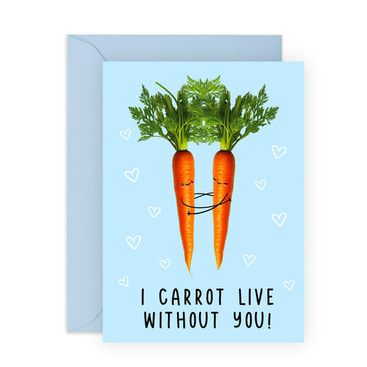 Valentines Card For Wife - Carrot Live Without You - Anniversary Card For Girlfriend - Wedding Anniversary Card For Mum - Gift For Mummy - Comes With Stickers - By Central 23