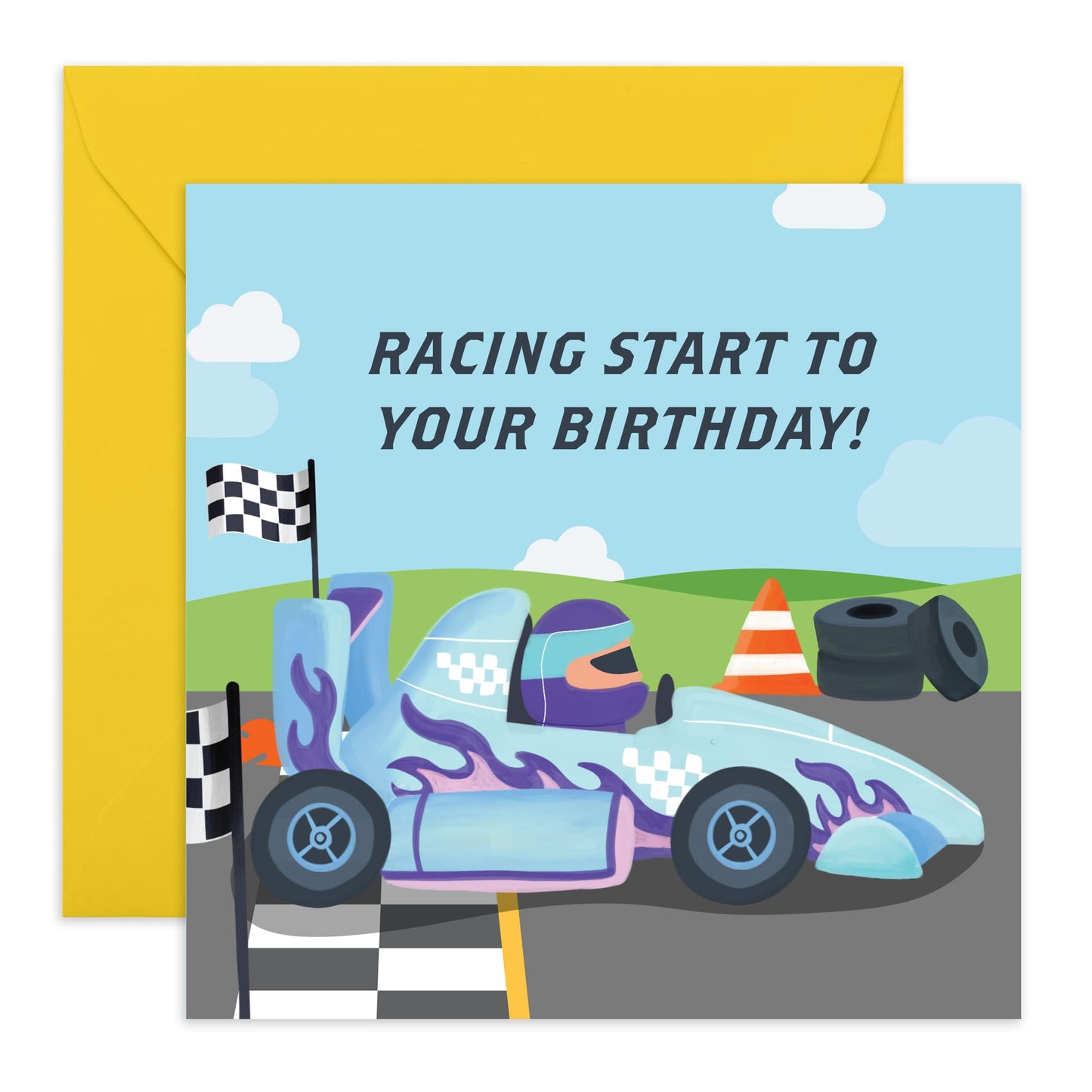 Happy Birthday Cards For Boys Girls - Racing Start To Your Birthday - Greeting Cards For Kids Baby Toddlers - Gifts For Son Daughter Granddaughter Niece - Comes With Fun Stickers By Central 23