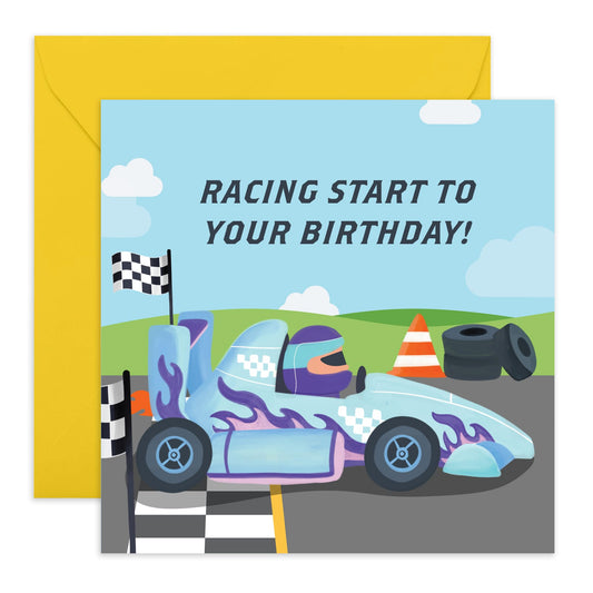 Happy Birthday Cards For Boys Girls - Racing Start To Your Birthday - Greeting Cards For Kids Baby Toddlers - Gifts For Son Daughter Granddaughter Niece - Comes With Fun Stickers By Central 23