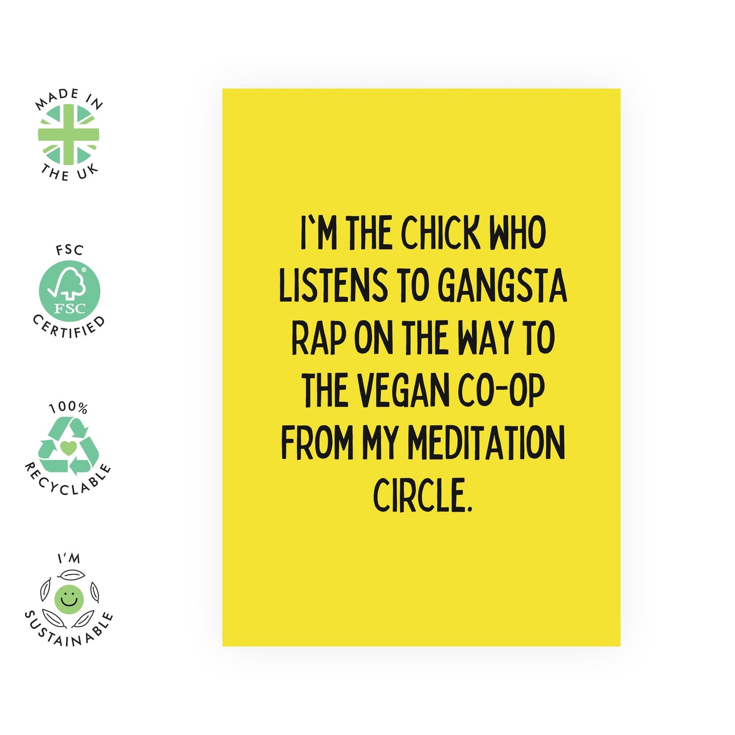 Humorous Greeting Card - 'GANGSTA RAP - CHICK' - Perfect for Adding a Fun and Edgy Twist to Your Message - Ideal for Friends Who Appreciate a Bold Sense of Humor - Comes With Stickers By Central 23