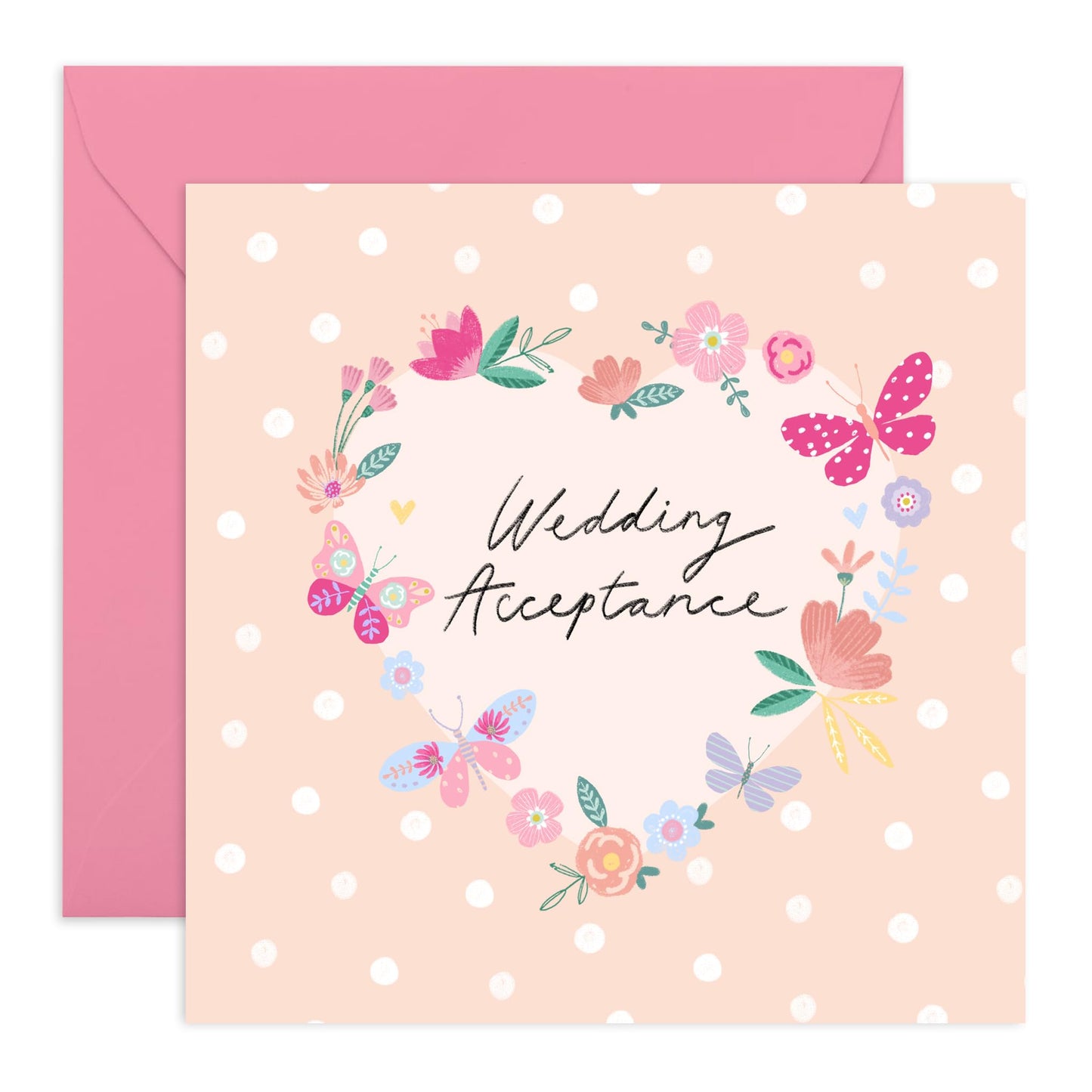 Wedding Acceptance Card For Women Men - Heart Wedding Acceptance - Floral Card For Guest - Rsvp Reply Card For Friends - Wedding Invitations From Groom Bride - Comes With Fun Stickers By Central 23