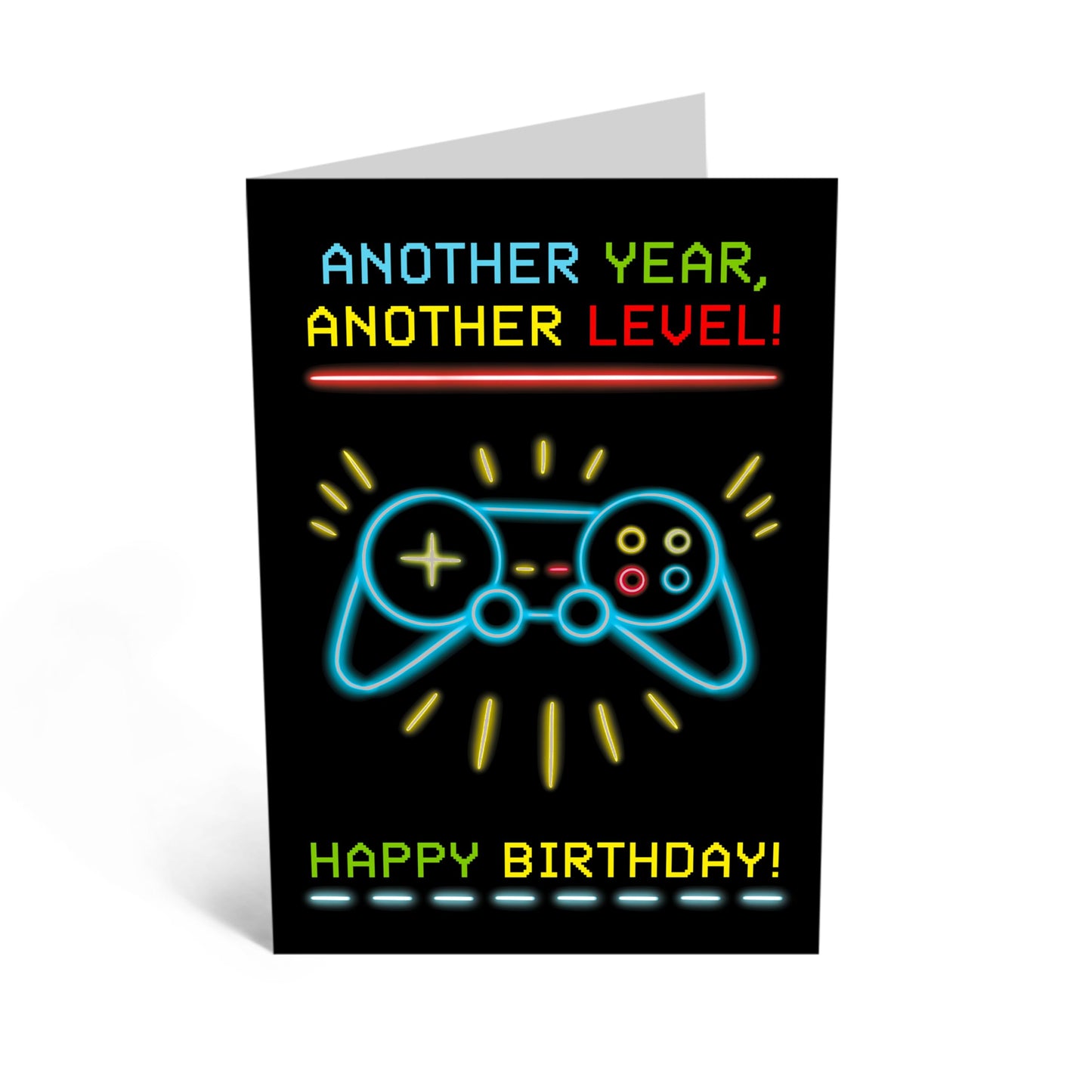 Funny Greeting Card - 'ANOTHER LEVEL GAMER' - Perfect for Celebrating Birthdays with a Gaming Twist - Ideal for Friends Who Love Video Games and Achievements - Comes With Stickers By Central 23