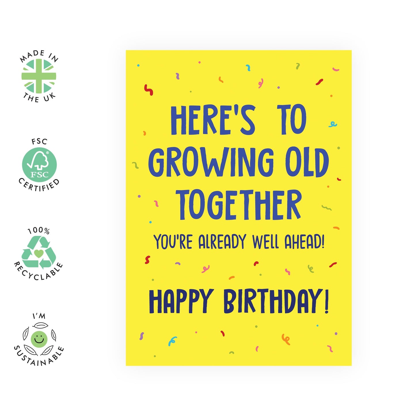 Birthday Cards For Husband Wife - Growing Old Together - Birthday Cards For Mum Dad - Gift From Friend - Greeting Cards For Mummy Daddy - For Him Her - Comes With Stickers - By Central 23