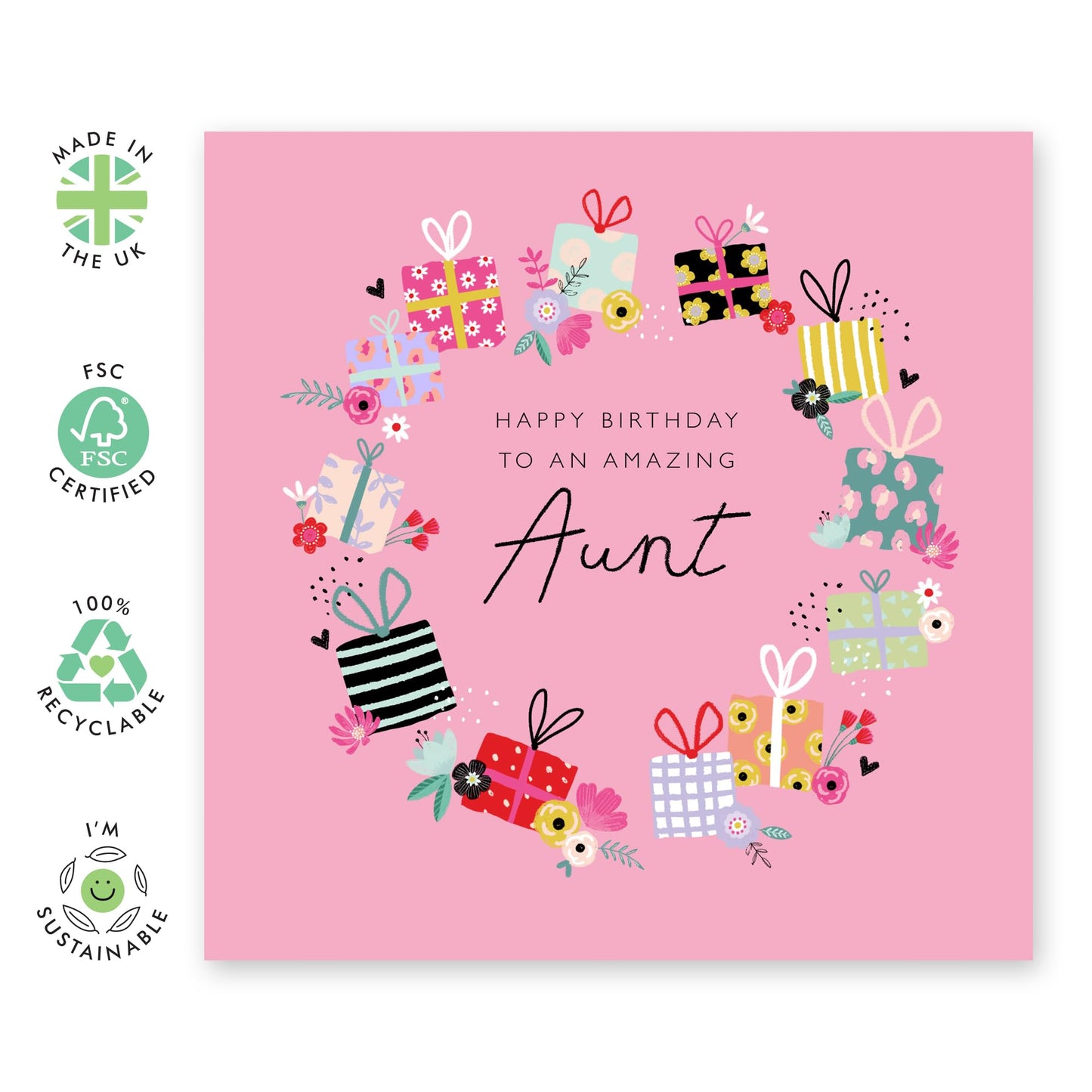 Aunt Birthday Card - Aunt Present Arrangement - Gift From Niece Nephew - Happy Birthday Aunty Greeting Card - Greeting Cards Her - Heartfelt Gifts Women Tia - Comes With Fun Stickers - By Central 23
