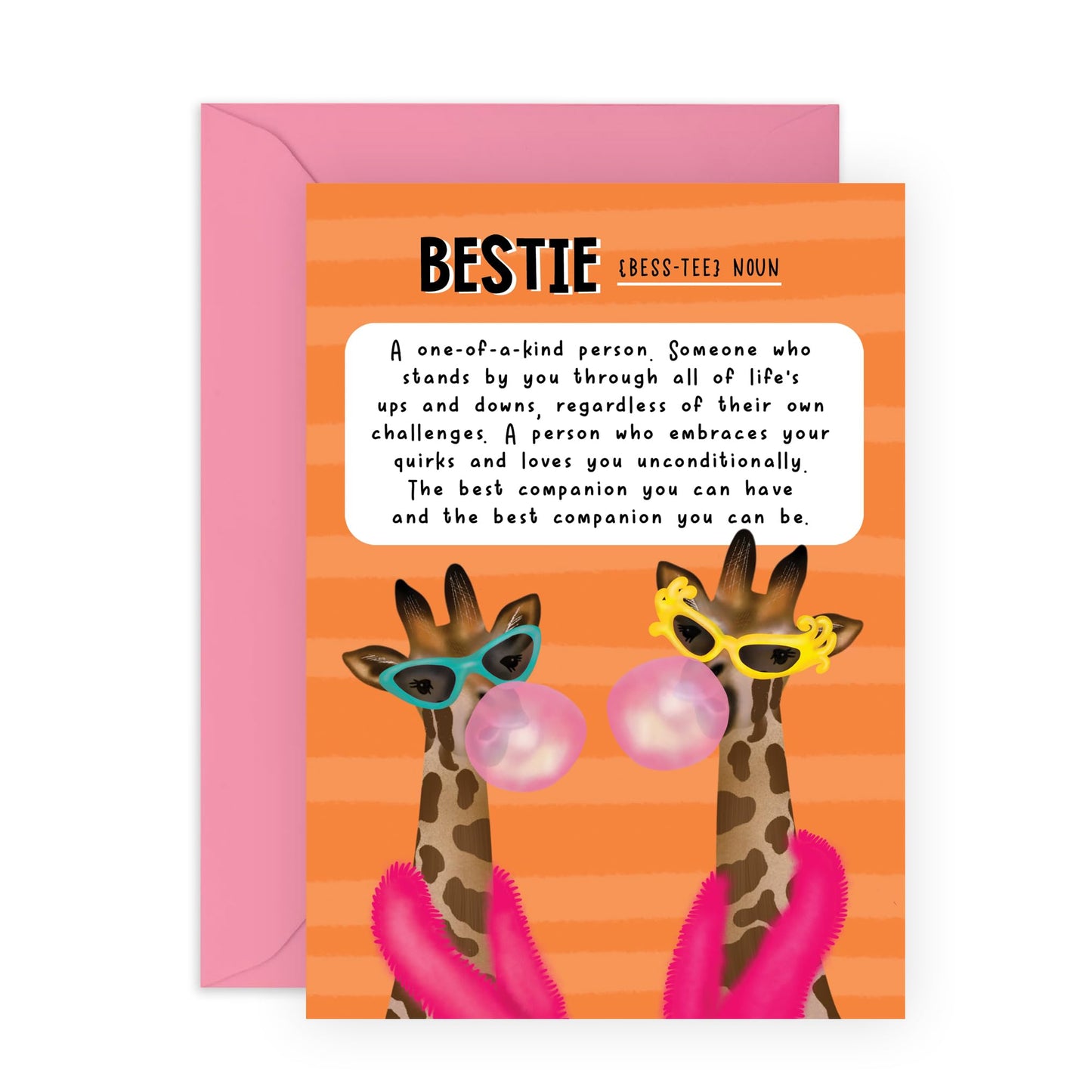 Greeting Card - 'BESTIE GIRAFFES' - Perfect for Celebrating a Tall and Fabulous Friendship with a Fun Twist - Ideal for Best Friends Giraffe Lovers BFF's Besties - Comes with Stickers By Central 23