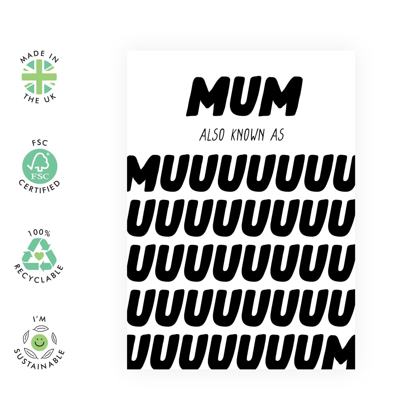 Mum Birthday Cards From Daughter Son - Also Known As Muuuum - Funny Mothers Day Card For Her, Mummy, Mama, Ma, Women - Hilarious Gifts From Husband, Family - Comes With Fun Stickers