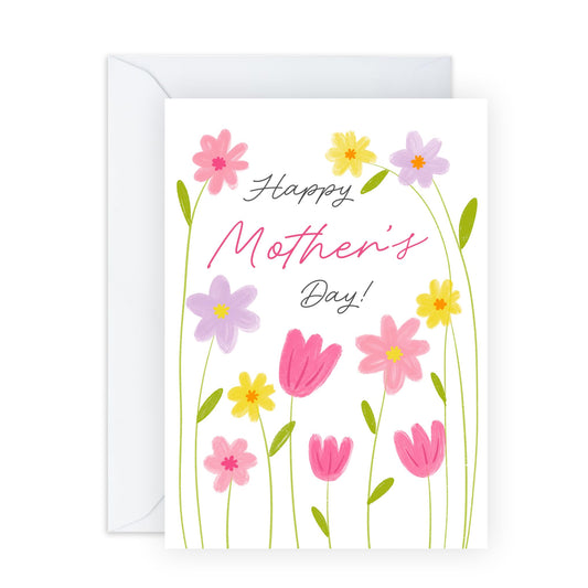 Beautiful Flowers Mother’s Day Card – Floral Watercolour – Lovely Greetings Her, Mum, Mummy, Mama, Ma, Mam, In Law, Grandma, Nan, Sister, Friend, Colleagues, Auntie, Women - Comes with Sticker