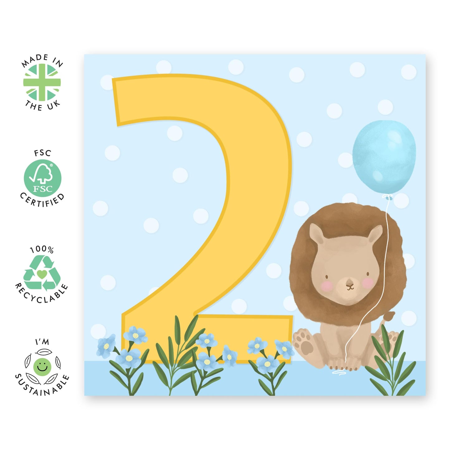 2nd Birthday Card For Boys - Cute Animals Elephant - Second Birthday Card For Him - Baby Milestone Two Year Old - Gifts For Toddler Kids Grandson Nephew - Comes With Fun Stickers - By Central 23