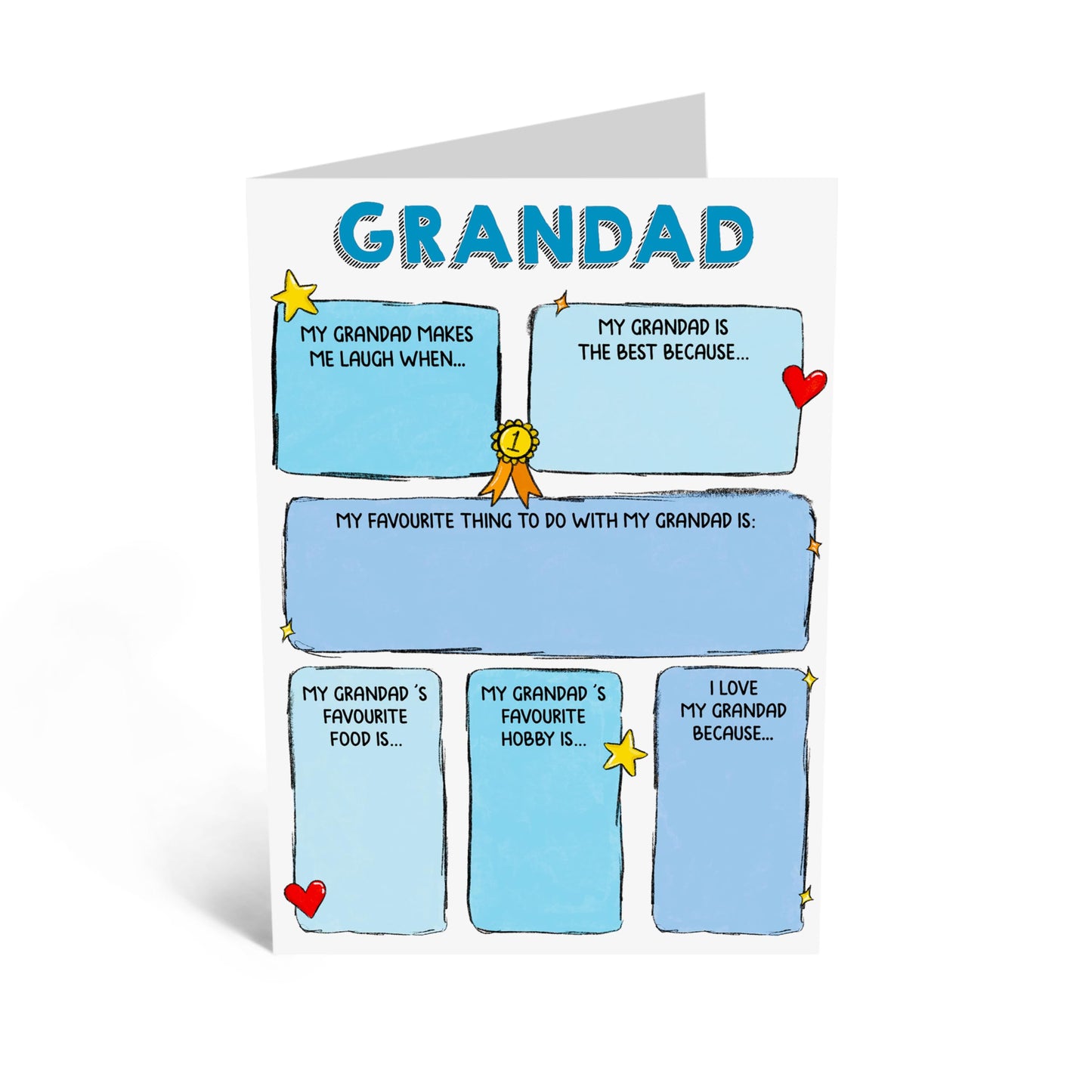 Customize Greeting Card - 'I LOVE MY GRANDAD FILL IN YOURSELF' - Perfect for Showing Appreciation & Love - Ideal for Grandads Grandpas Who Deserve a Special Tribute - Comes With Stickers By Central 23