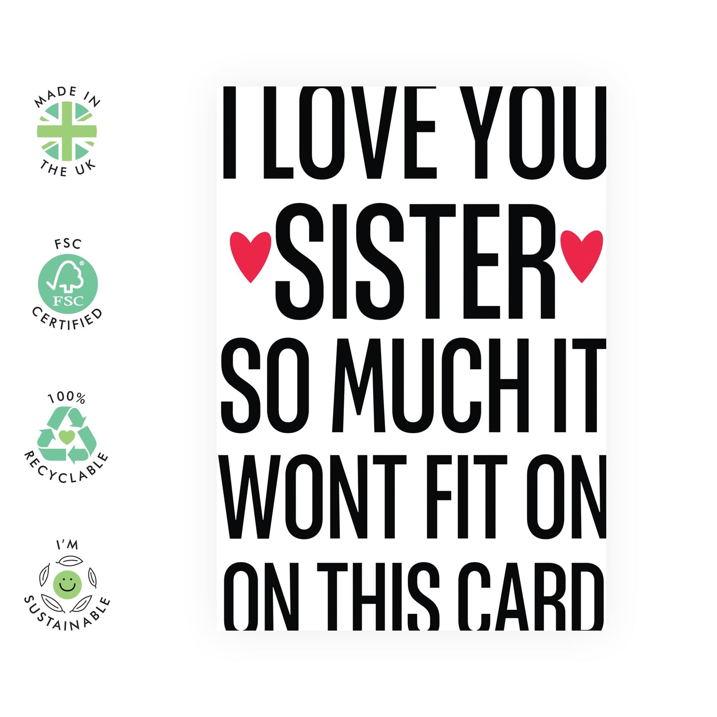 Sister Birthday Card From Sister - Sister I Love You So Much - Love Cards For Her - Thank You, Congratulations, Appreciation Gifts For Women Female Sibling - Comes With Fun Stickers By Central 23