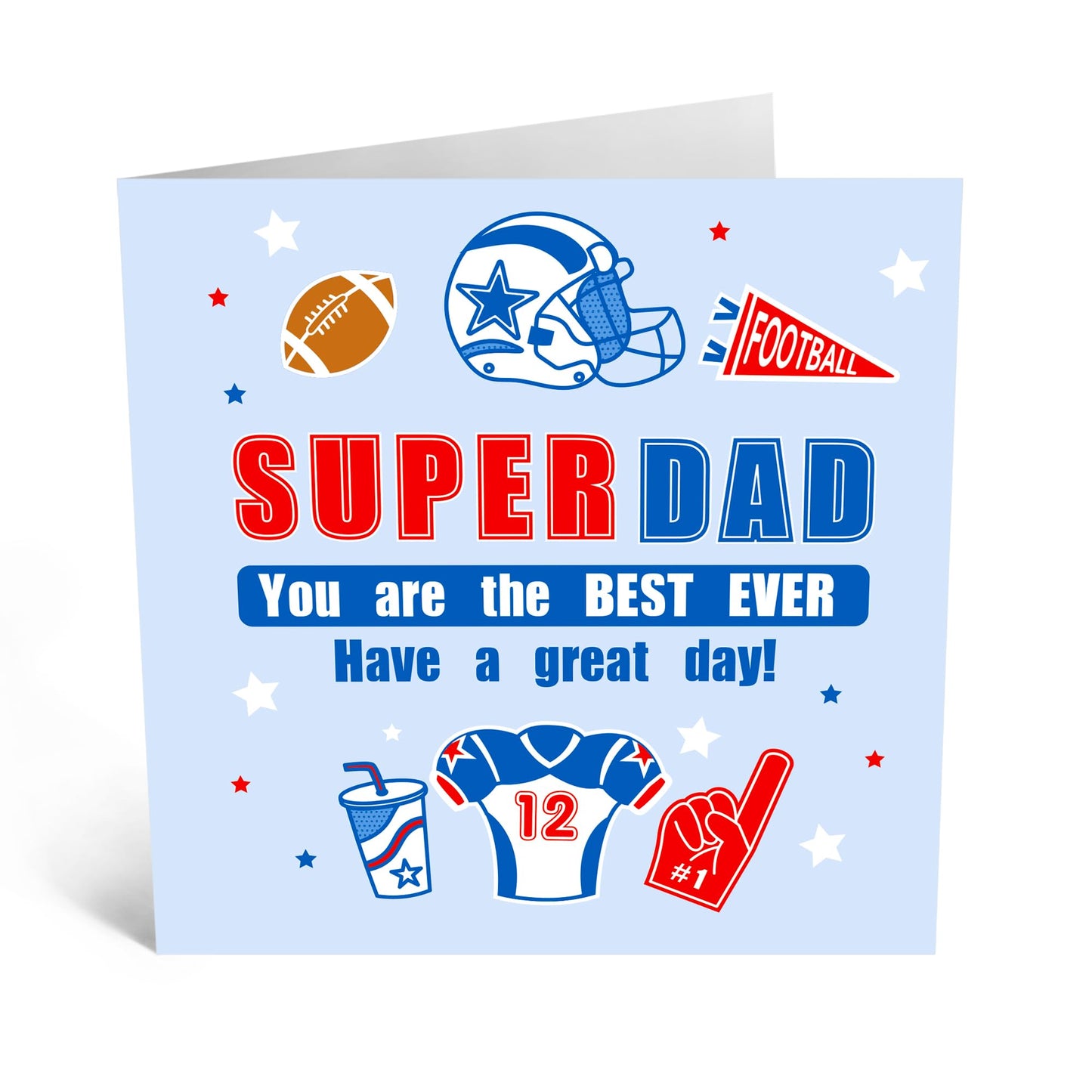 Cheerful Greeting Card - 'HAVE A SUPER DAY, DAD!' - Perfect for Celebrating Special MUMents with Love and Gratitude - Ideal for Fathers Daddy's Dads Family Members - Comes With Stickers By Central 23