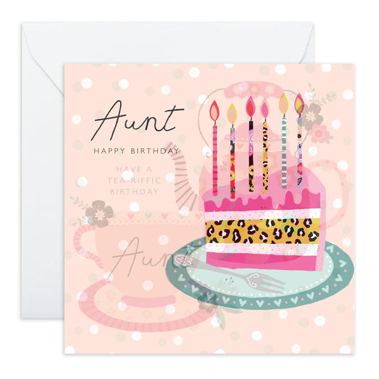 Happy Birthday Card For Aunt - Aunt Slice Of Cake - Birthday Aunty Greeting Card - Gift From Niece Nephew - Greeting Cards Her - Heartfelt Gift For Women Tia - Comes With Fun Stickers - By Central 23