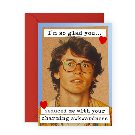 Funny Birthday Card - 'Charming Awkwardness' - Jokes for Husband, Hubby, Men, Him, His, Couples, Dad - Weird and Handsome - Comes with Fun Stickers