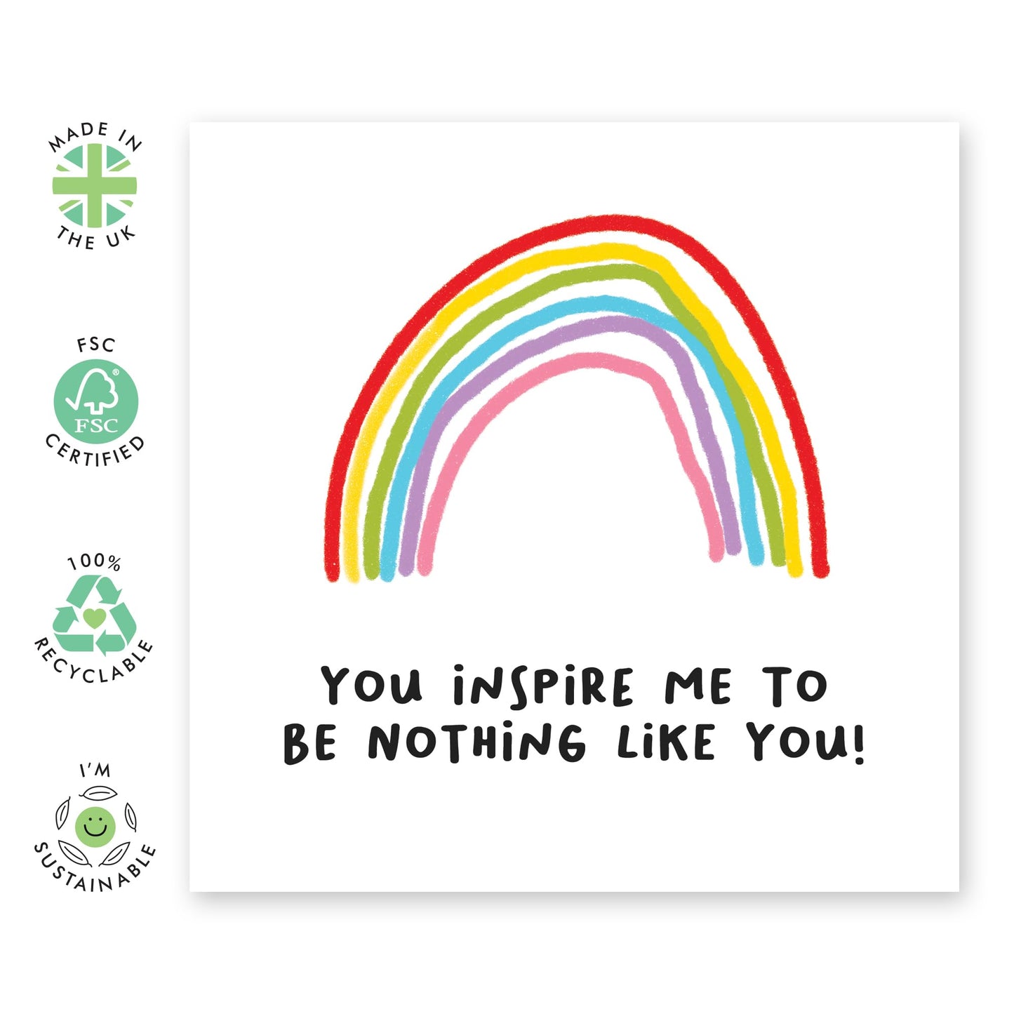 Funny Birthday Card Joke - 'Inspire Nothing Like You' - Gifts for Best Friends, Him, Her, Bestie, Mates, Colleagues, Co-workers, Cousin, Sister, Brother - Rainbow - Comes with Fun Stickers