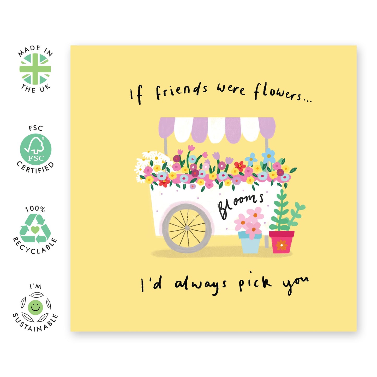 Sweet & Thoughtful Greeting Card - 'Floral Stand Pick You' - Gift for Bestie, Best Friend, Girlfriends, Colleagues, Co-workers - Flower Stand - Comes with Fun Stickers