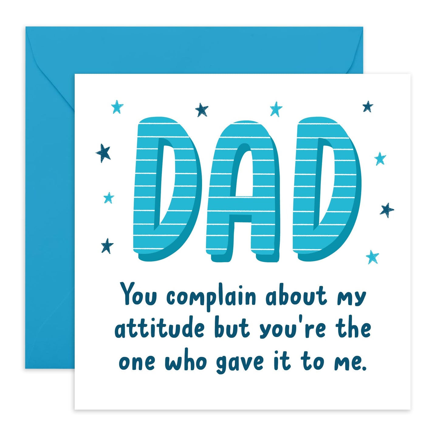 Funny Greeting Card - 'DAD’S ATTITUDE' - Perfect for Celebrating with a Touch of Humor - Ideal for Showing Your Appreciation and Love for Dads Daddy Father Pops - Comes With Stickers By Central 23