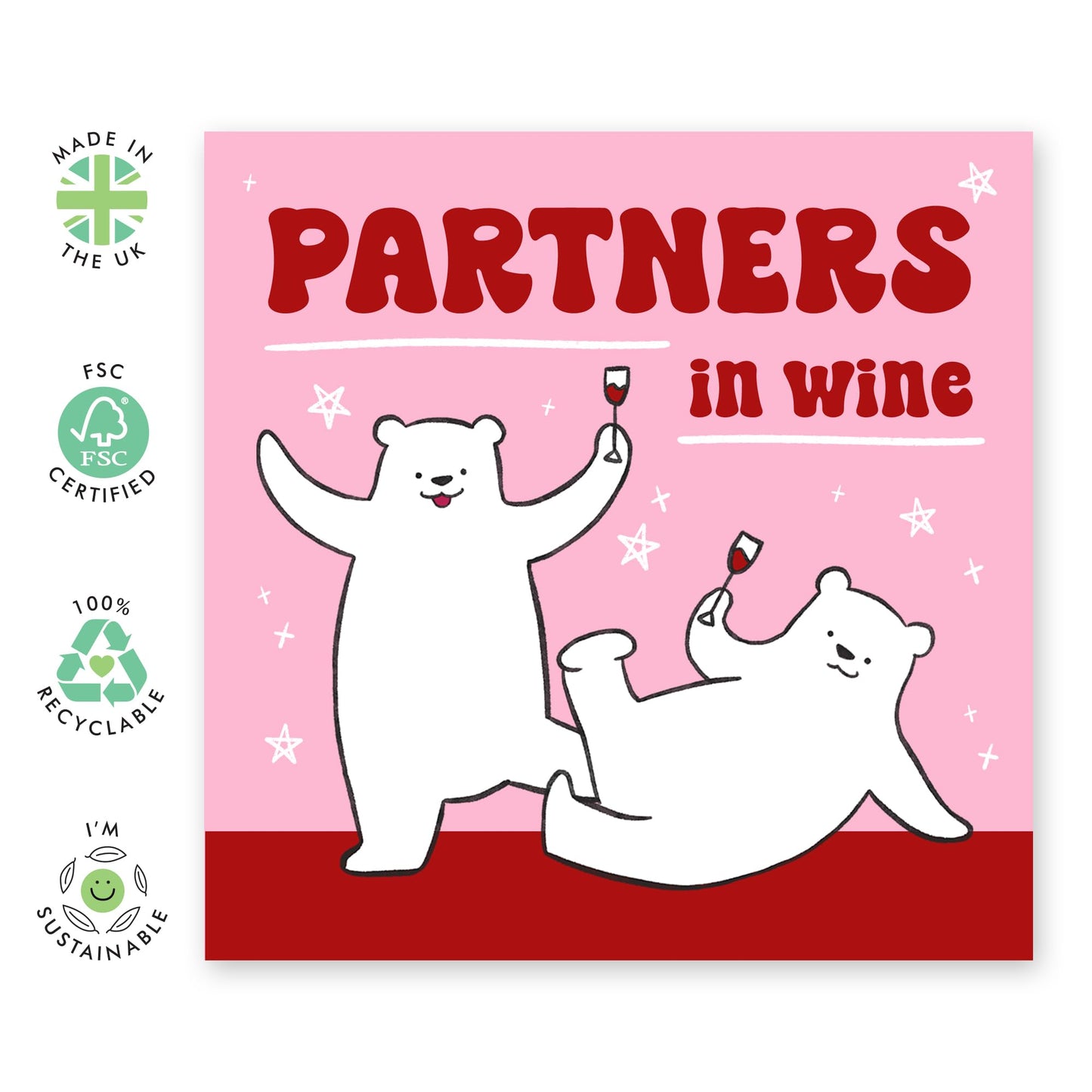 Best Friend Birthday Card - Partners In Wine Bears - Cheeky Greeting Cards For Women Sass - Mum Birthday Card - Anniversary Card For Couple - Comes With Fun Stickers - By Central 23