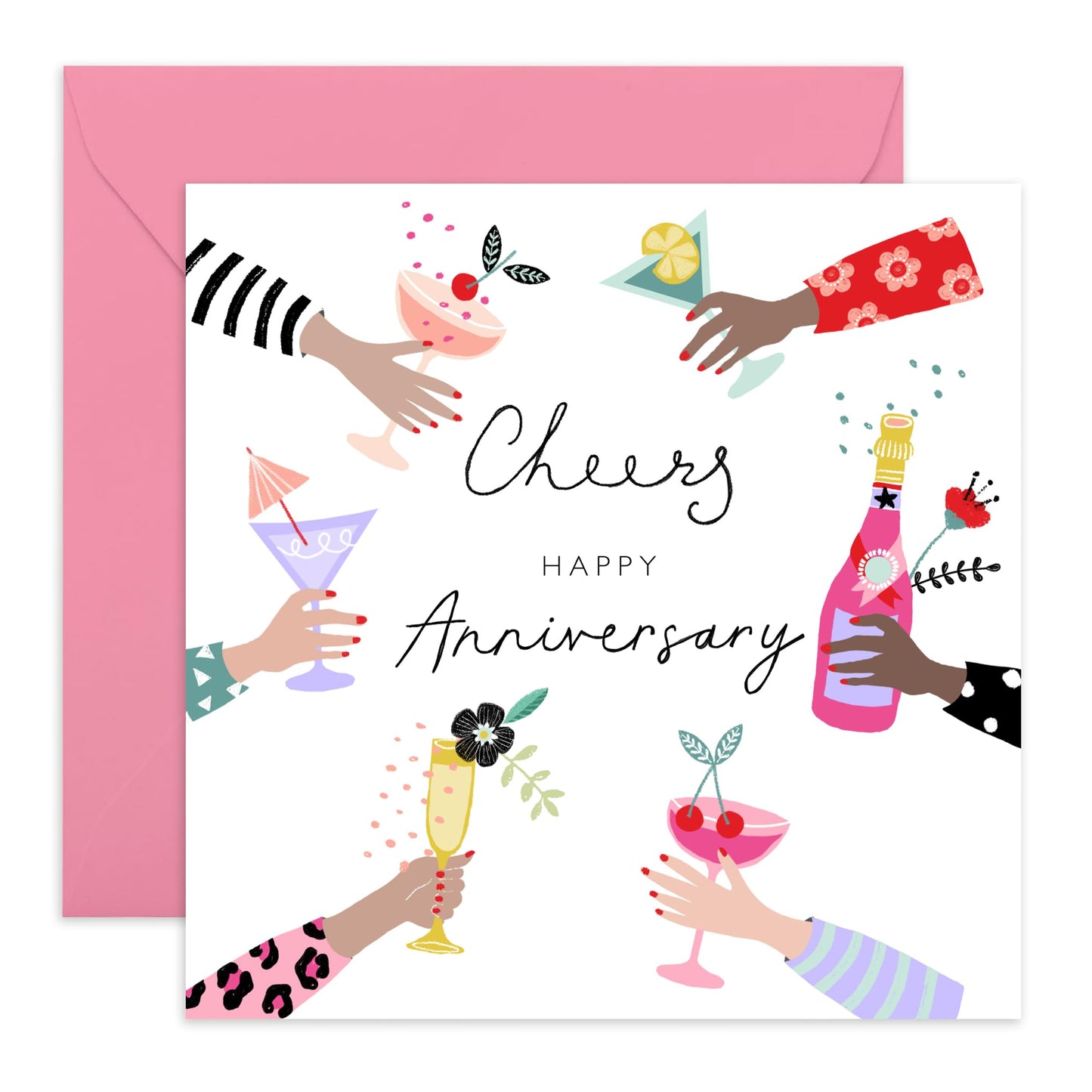 Anniversary Card For Best Friends - Cheers Anniversary - Anniversary Card Husband Wife - Girlfriend Boyfriend - Greeting Cards For Fiance - Couple - Comes With Fun Stickers By Central 23