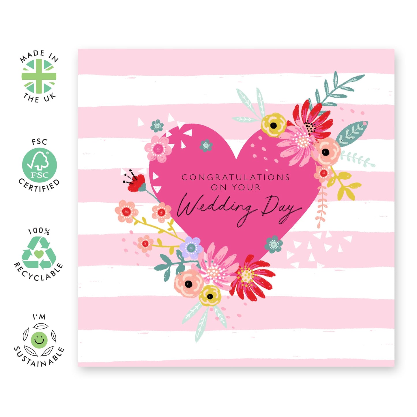 Wedding Cards For Bride And Groom - Congratulations Wedding Day Floral Heart - Congratulations Card Men Women Son Daughter - Best Wishes Gift For Him Her - Comes With Stickers By Central 23