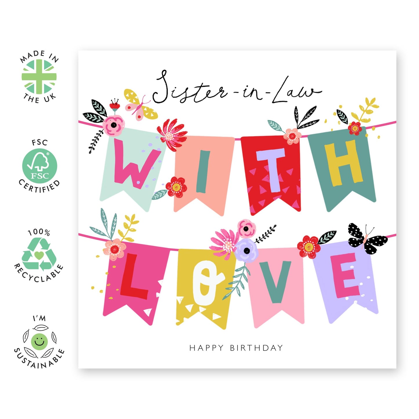 Sister In Law Birthday Cards For Women - Heartfelt Love Cards For Her - Sister-in-law Gifts Presents - Elegant Happy Birthday Greeting Cards And Envelopes - Comes With Stickers By Central 23
