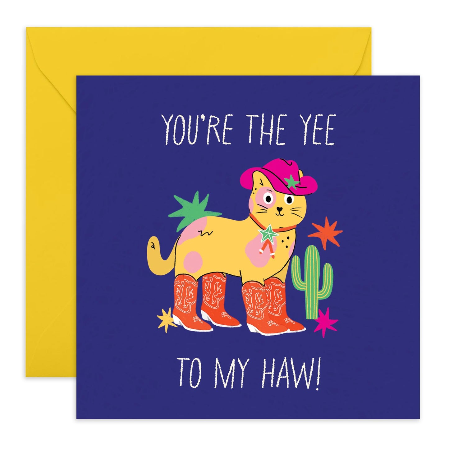 Funny Cat Card - You're The Yee To My Haw - Cat Birthday Card - Cat Mum Dad - Gifts For Men And Women - Cute Greeting Cards For Friends Pet Owners - Comes With Fun Stickers By Central 23