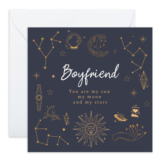 Romantic Greeting Card - 'BF SON MOON STARS' - Perfect for Celebrating Love and Family Bonds with a Whimsical Touch - Ideal for Partners Boyfriends and Loved Ones - Comes With Stickers By Central 23