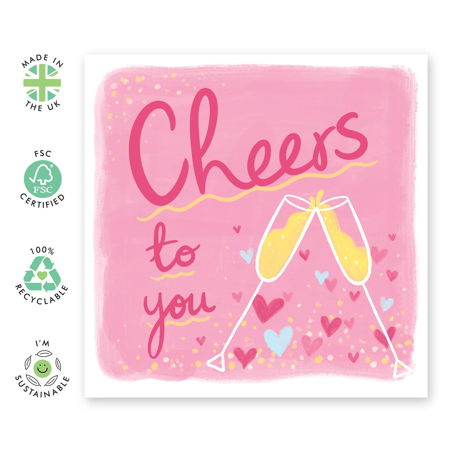 Birthday Card For Her - Cheers To You! - Champagne Celebration Greeting Card - Birthday Cards For Women Female Friends - Gifts For Mom Daughter Sister - Comes With Cute Stickers By Central 23
