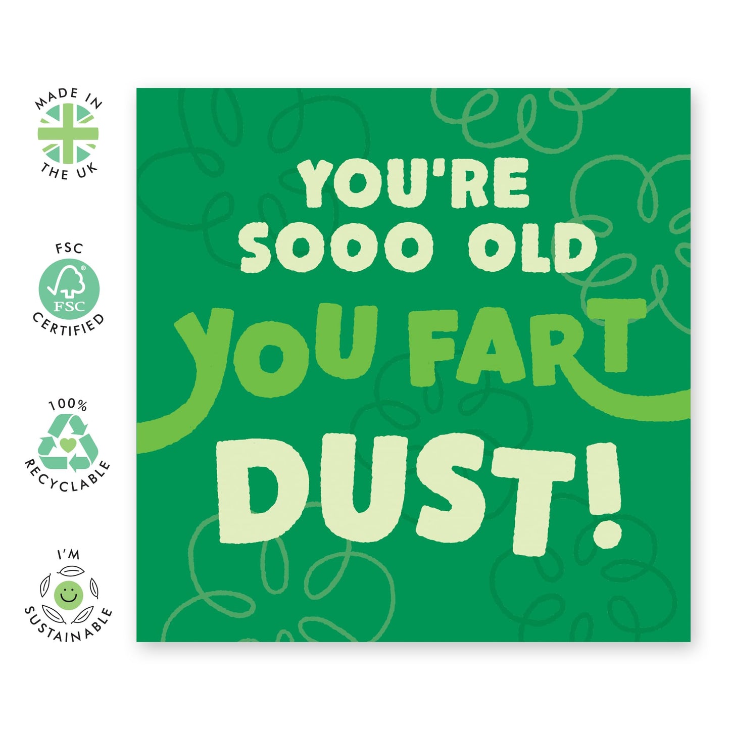 Grandma Birthday Card Funny - Grandpa Birthday Cards For Him - You Fart Dust - Cheeky Best Friend Greeting Cards And Envelopes - Rude Gifts For Men Women - Comes With Stickers By Central 23