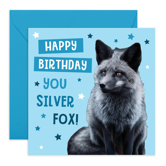 Husband Birthday Card From Wife - Silver Fox - Cheeky Birthday Cards For Men - Boyfriend Birthday Card - Gift For Him - Comes With Stickers - Blank Inside - By Central 23
