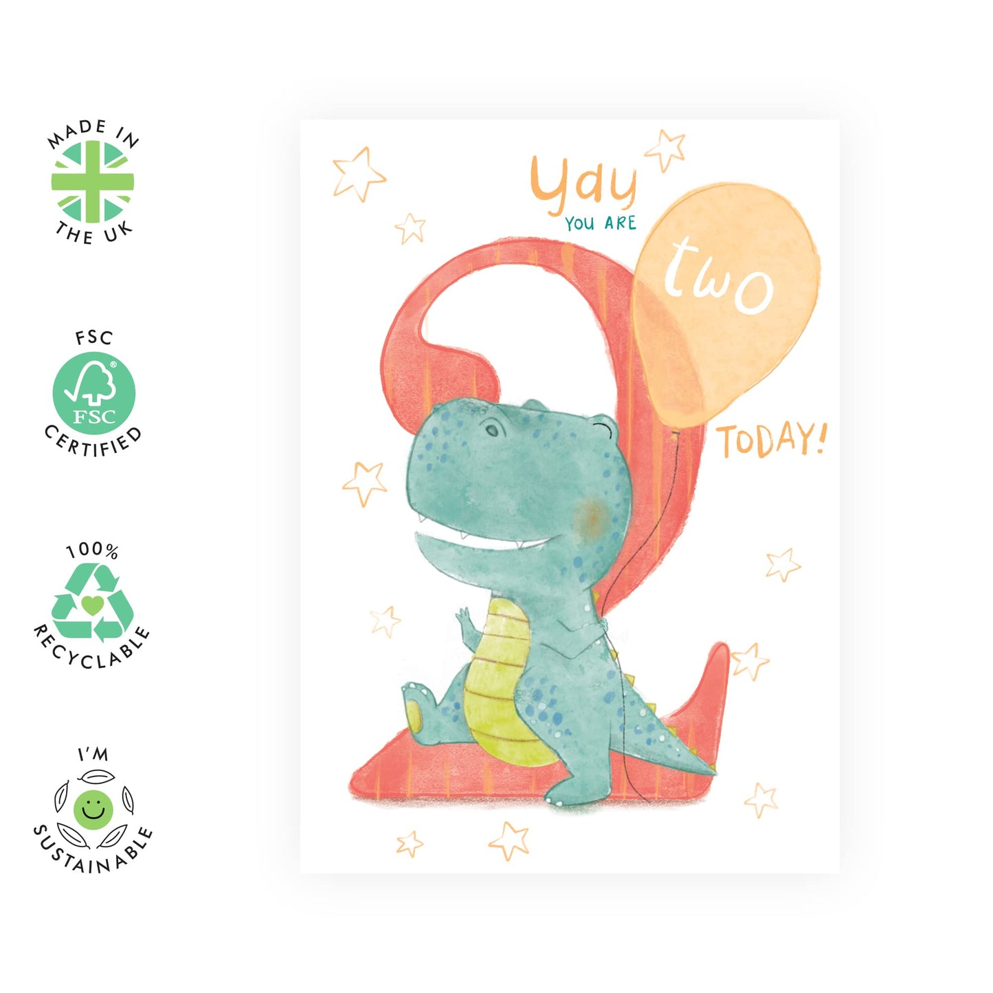 2nd Birthday Card For Boys - Happy Second Birthday Cards For Kids - For Son Nephew Godson - Baby Milestone Age Two - Gifts For Grandson - Comes With Fun Stickers - By Central 23