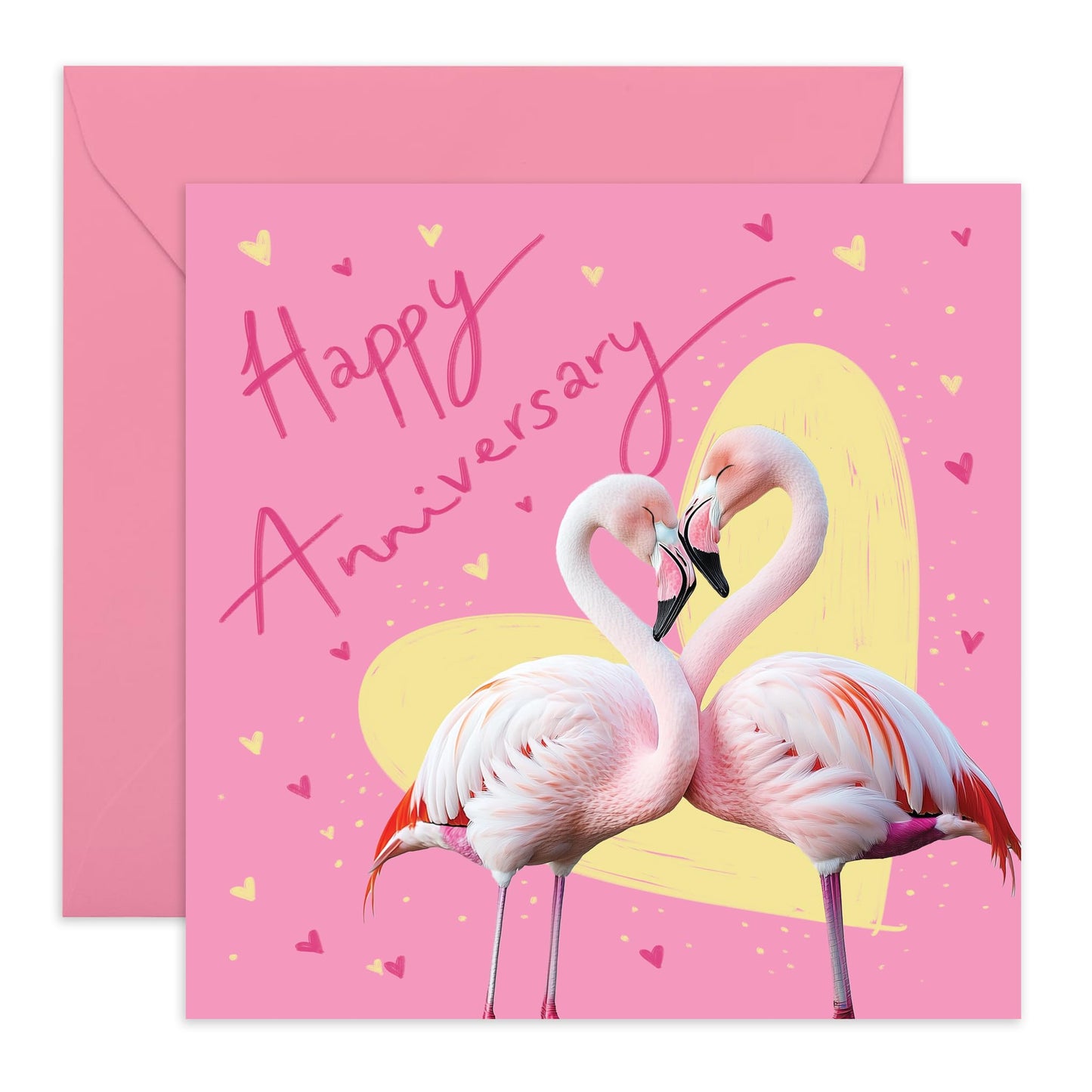 Greeting Card - 'FLAMINGO ANNIVERSARY' - Perfect for Celebrating A Special Day with a Touch of Tropical Flair - Ideal for Adding A Vibrant Twist to Your Anniversary - Comes With Stickers By Central 23
