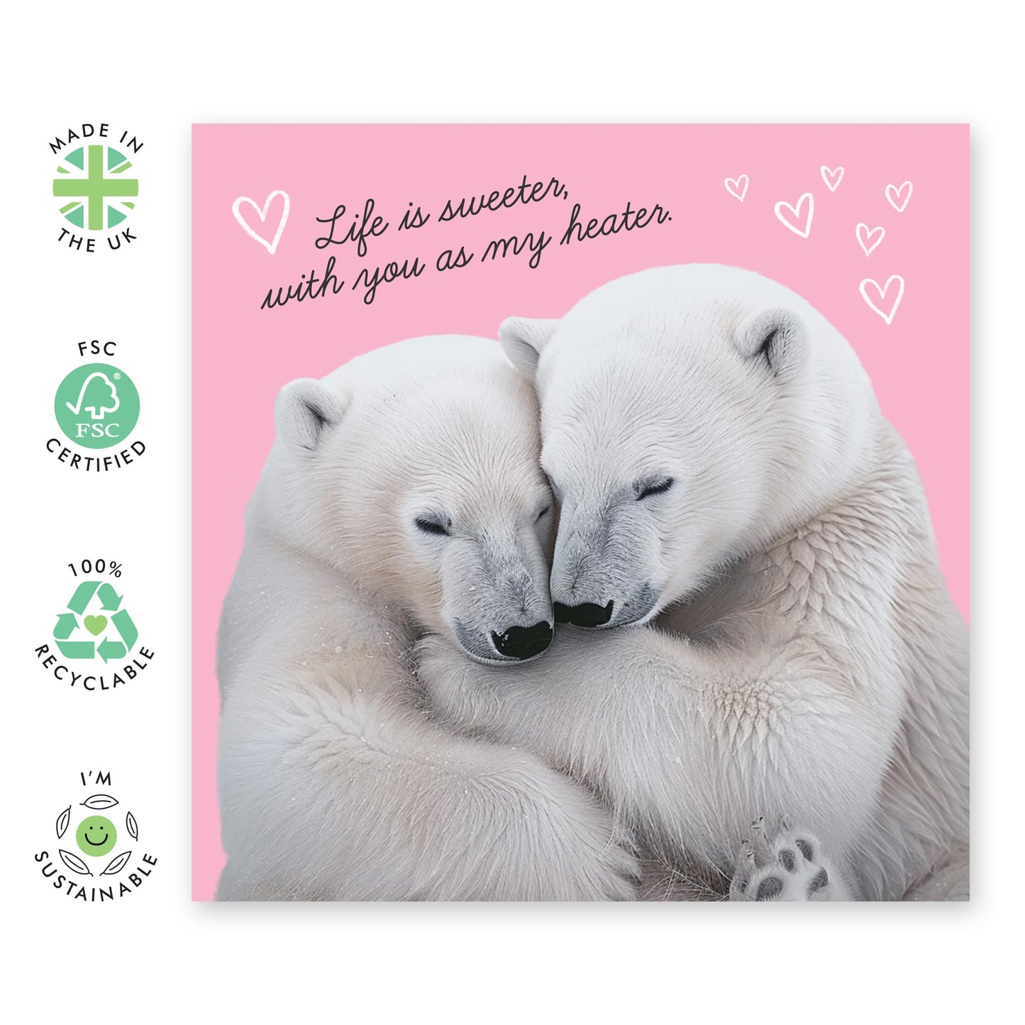 Love Cards For Him Her - Life Is Sweeter With You Polar Bears - Valentines Day Card Girlfriend Boyfriend - Gift For Fiance - Anniversary Card Couple - Husband Wife - Comes With Stickers By Central 23
