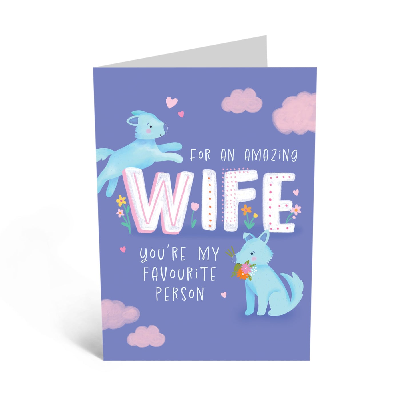 Romantic Greeting Card - 'WOLVES LOVE WIFE' - Ideal for Expressing Deep Love Affection with a Touch of Wild Wolf Charm - Perfect for Anniversaries or Just Because - Comes with Stickers by Central 23