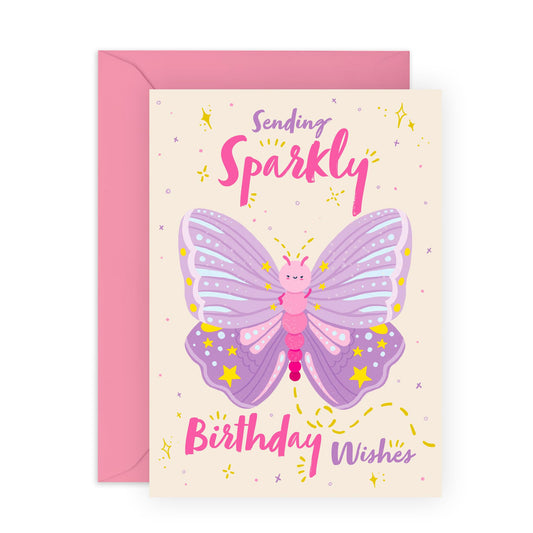 Birthday Cards For Daughter - Sparkly Butterfly Birthday Wishes - Baby Milestone Cards - Greeting Cards For Girls Female - Celebration Gifts For Her - Comes With Stickers By Central 23