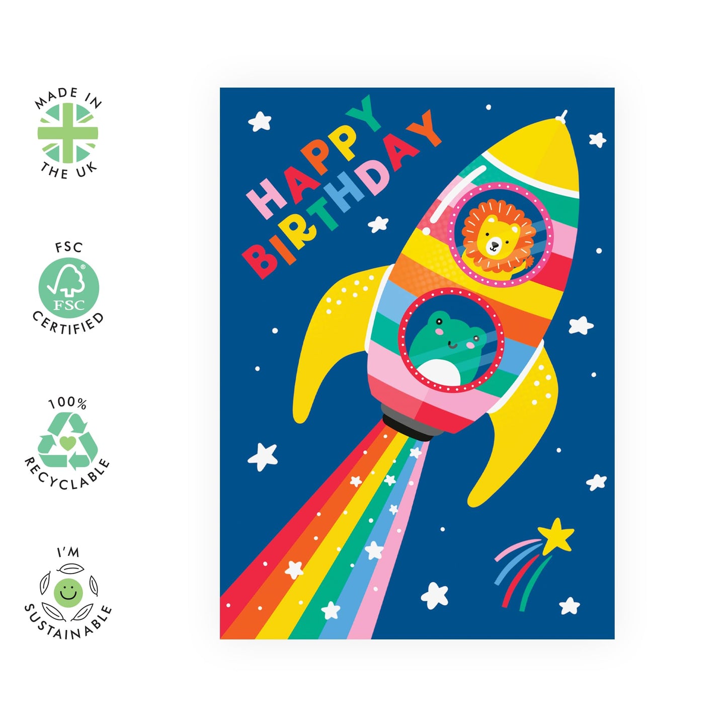 Kids Birthday Cards - Animals Rocket Birthday - Baby Milestone Cards - Birthday Card Boys Girls - Gift For Son Daughter Niece Nephew - Gift From Mum Dad - Comes With Stickers By Central 23