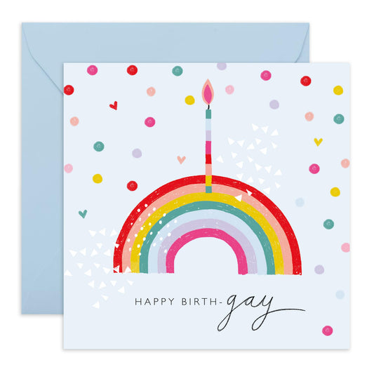 Make A Wish Happy Birthday Card - 'LGBT 4' - Gifts for Gays, Her, She - Colours & Candle - Comes with Fun Stickers