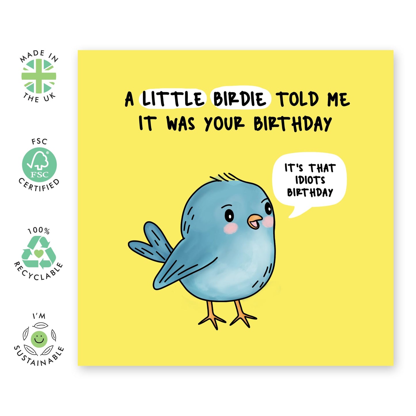 Charming Birthday Card - 'LITTLE BIRDIE' - Perfect for Adding a Sweet and Delightful Touch to Birthday Celebrations - Ideal for Him Her, Friends, Family, Colleagues - Comes With Stickers By Central 23