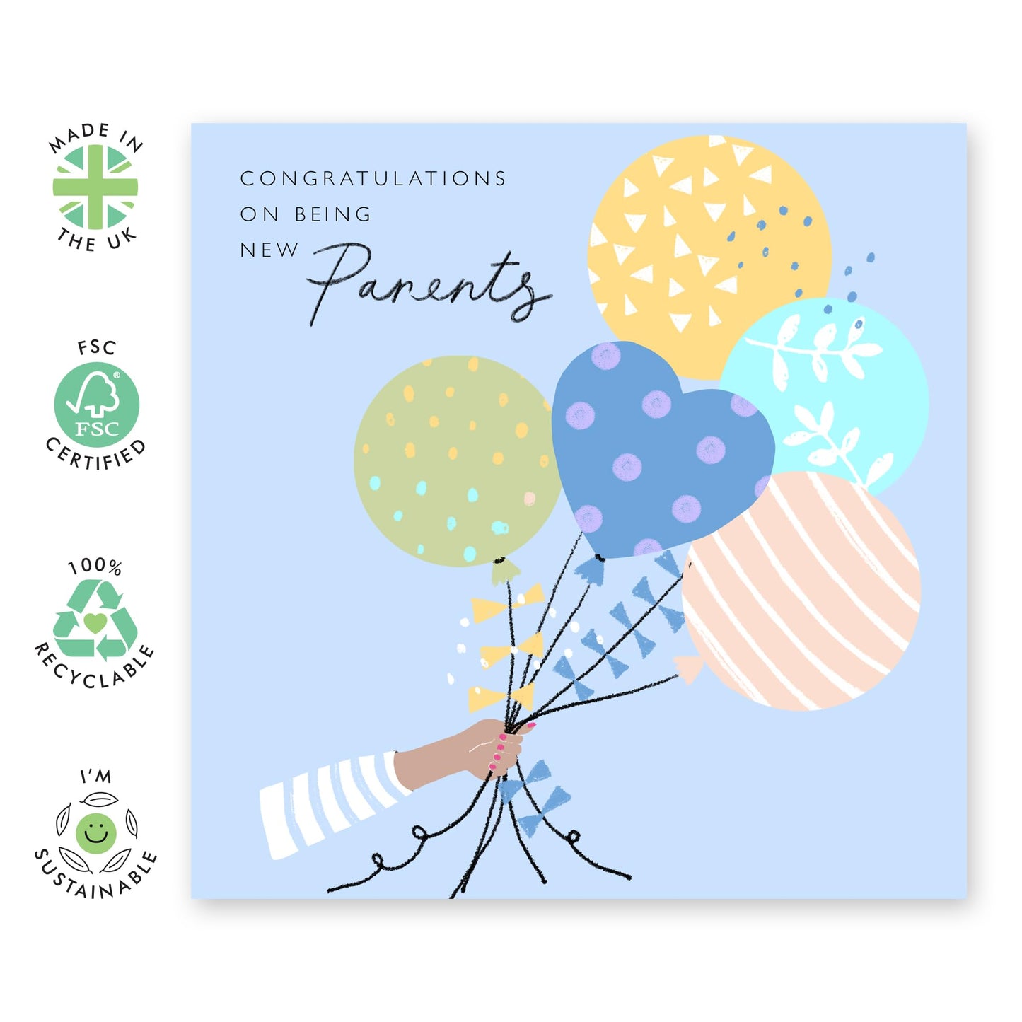 New Baby Boy Card - Cute Baby Shower Card For Mum And Dad - Well Done New Parents Gifts - Welcome Home Card For Newborn Baby - Comes With Stickers - By Central 23