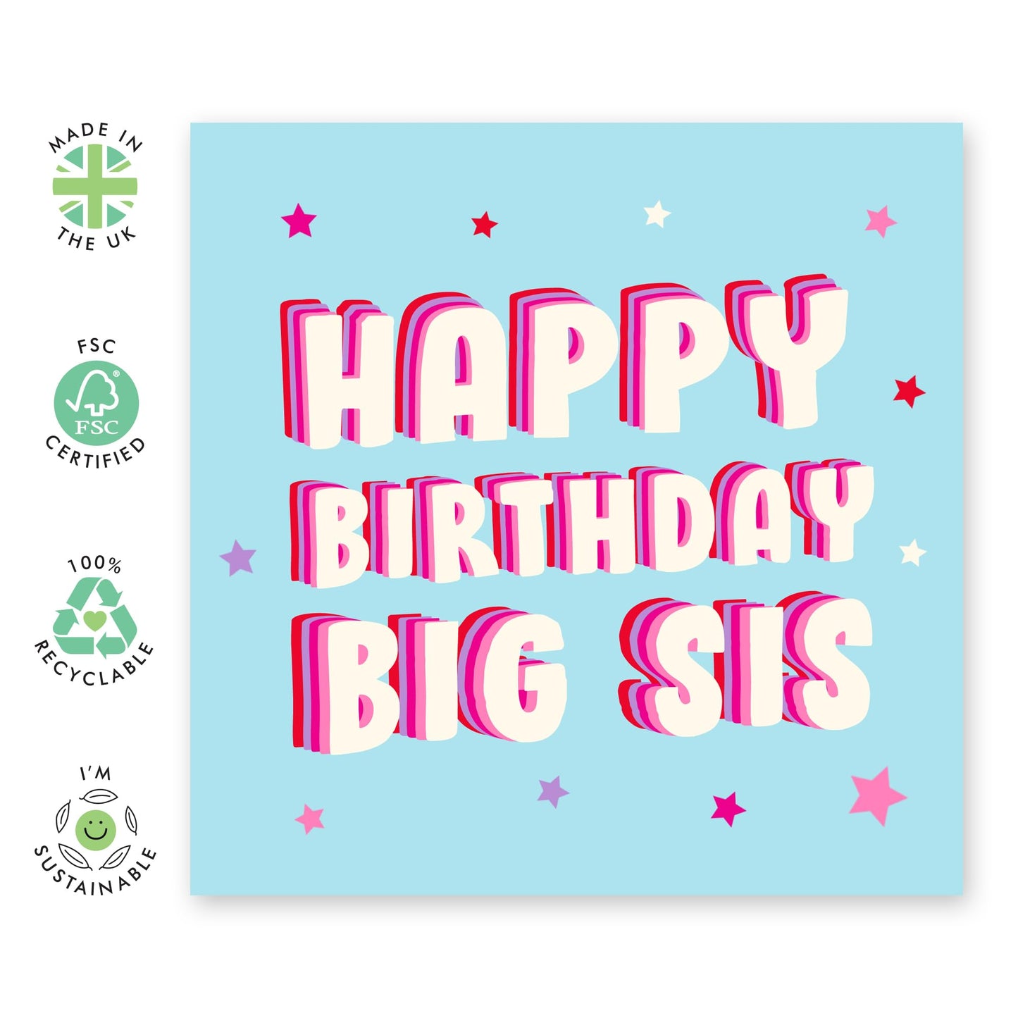 Big Sister Birthday Cards - Happy Birthday Greeting Cards For Her - Gifts For Female Women - Big Sister Birthday Card - Comes With Fun Stickers By Central 23