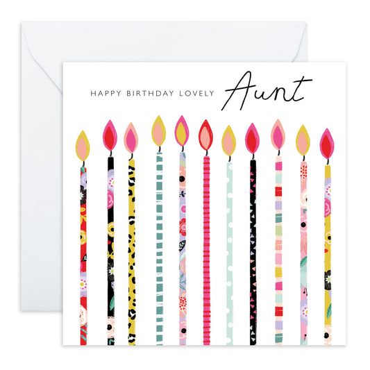 Aunt Birthday Card - Aunt Birthday Candles - Happy Birthday Aunty Greeting Card - Gift From Niece Nephew - Greeting Cards Her - Heartfelt Gifts Women Tia - Comes With Fun Stickers - By Central 23