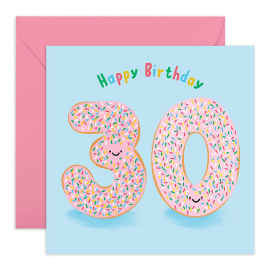 30th Birthday Card For Men Women - Donut Age 30 - Wife Husband - Brother Sister - Greeting Birthday Card - Happy Thirtieth Birthday Greeting Card Him Her - Comes With Fun Stickers - By Central 23