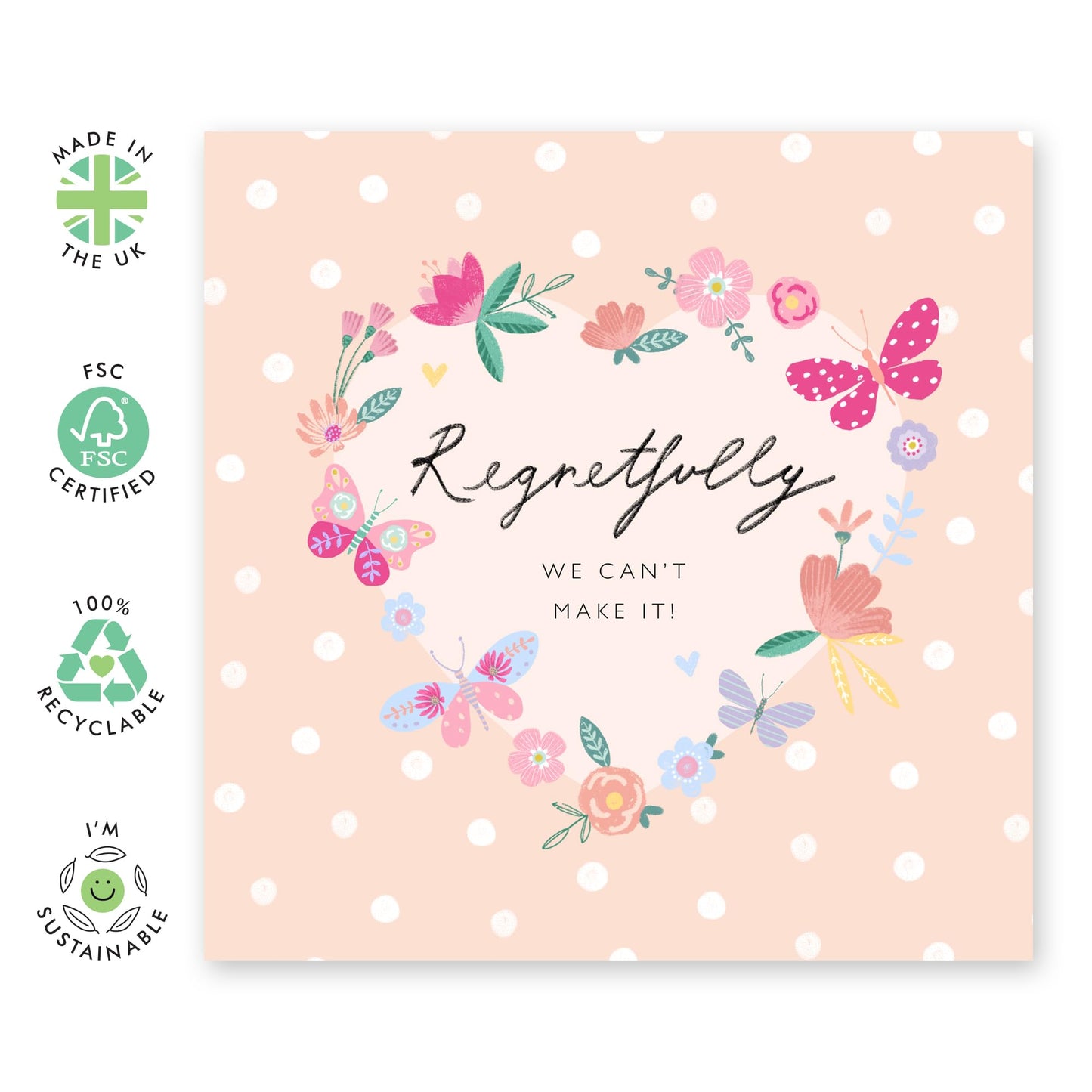 Wedding Declined Rsvp Card From Guest - Regretfully Can't Make It - Wedding Regret Card From Guest - Wedding Invitations From Groom Bride - Comes With Fun Stickers By Central 23