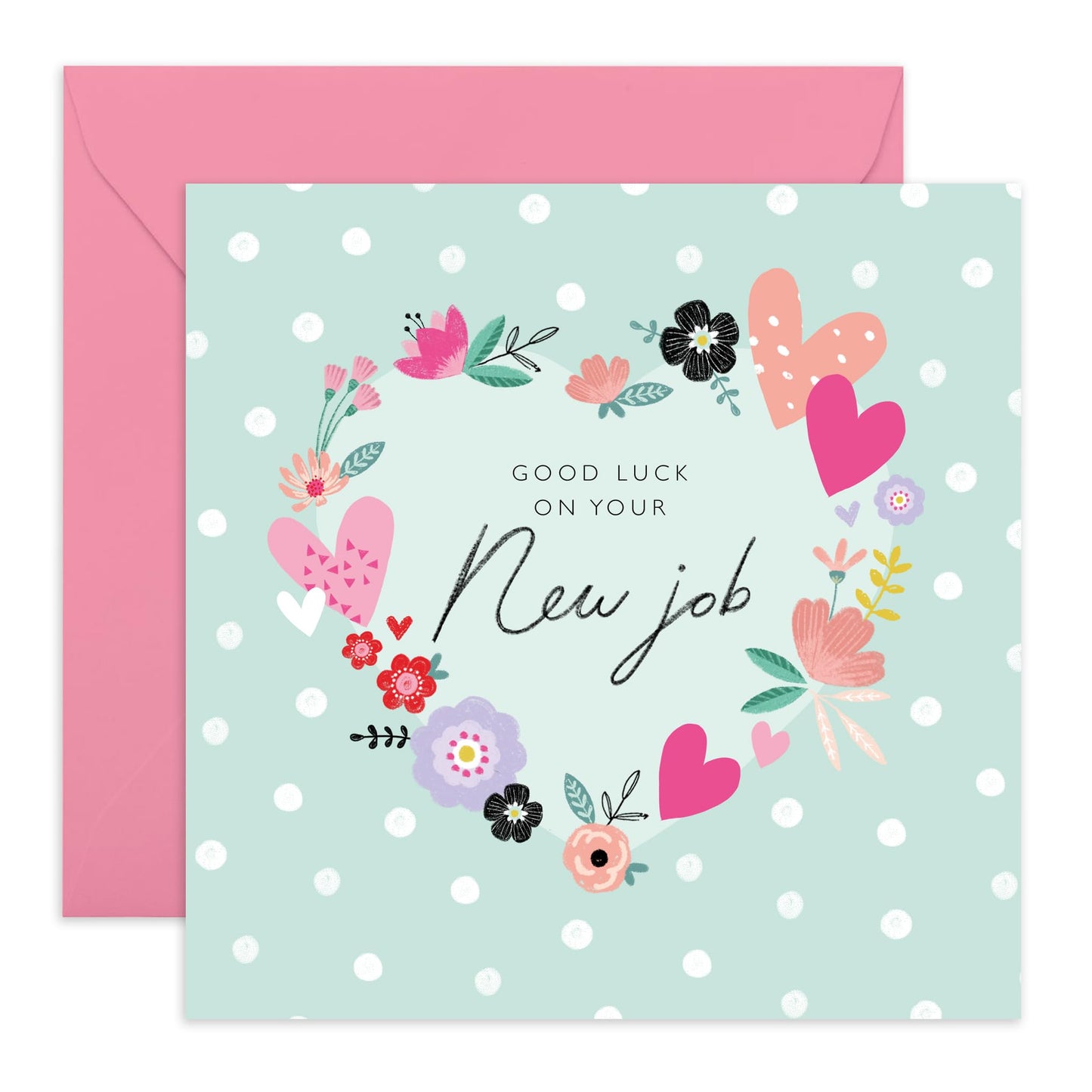 Good Luck Card For Men Women - Good Luck New Job Heart - Cute Encouragement Cards Friends - Goodluck Greeting Card For Exam Studies Game New Job - Comes With Fun Stickers By Central 23
