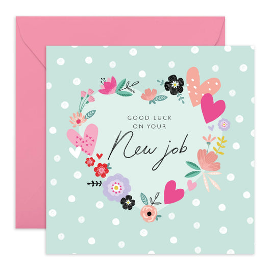 Good Luck Card For Men Women - Good Luck New Job Heart - Cute Encouragement Cards Friends - Goodluck Greeting Card For Exam Studies Game New Job - Comes With Fun Stickers By Central 23