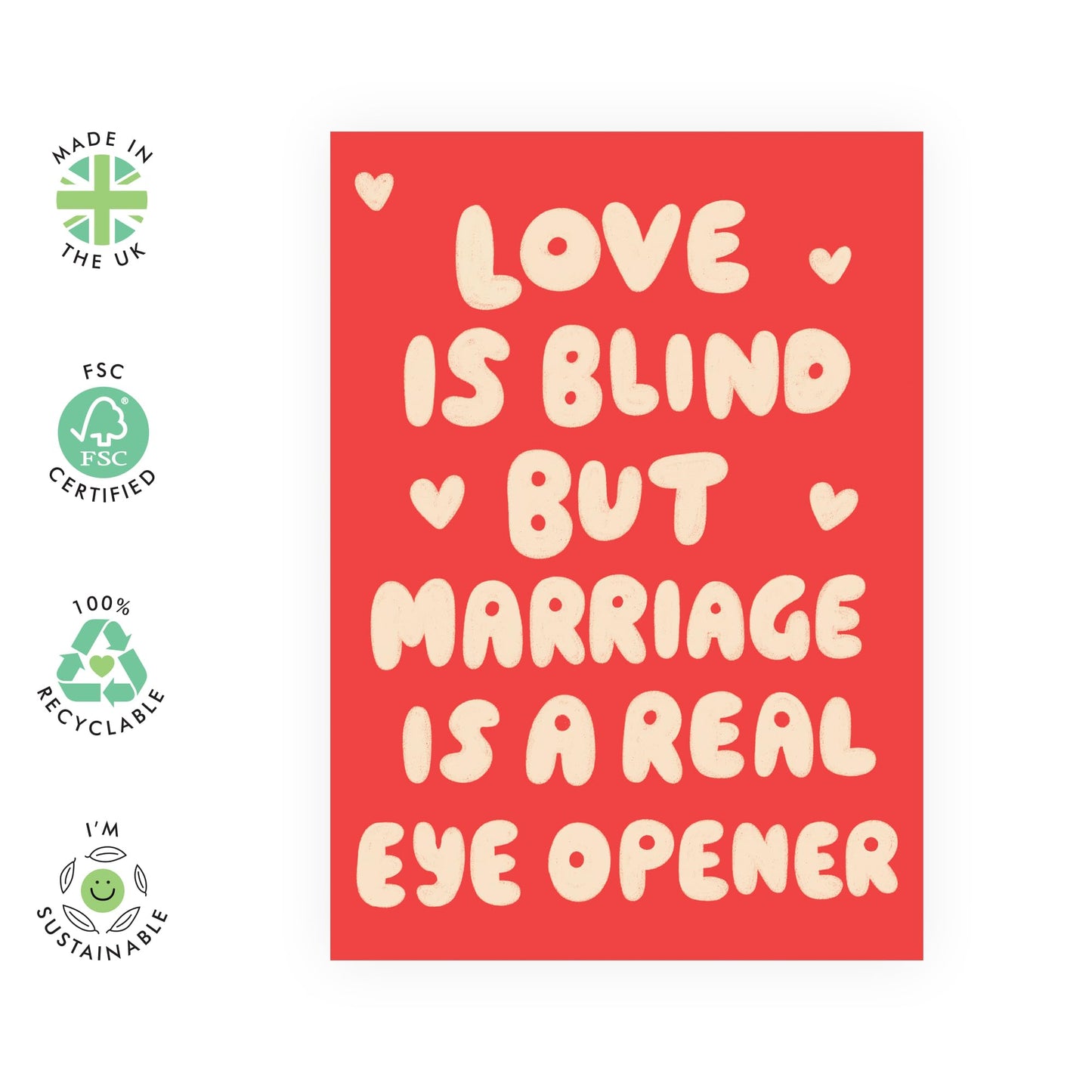 Anniversary Card For Husband Wife - Love Is Blind - Wedding Anniversary Card For Mum Dad - Gift For Daddy Mummy - Comes With Stickers - By Central 23
