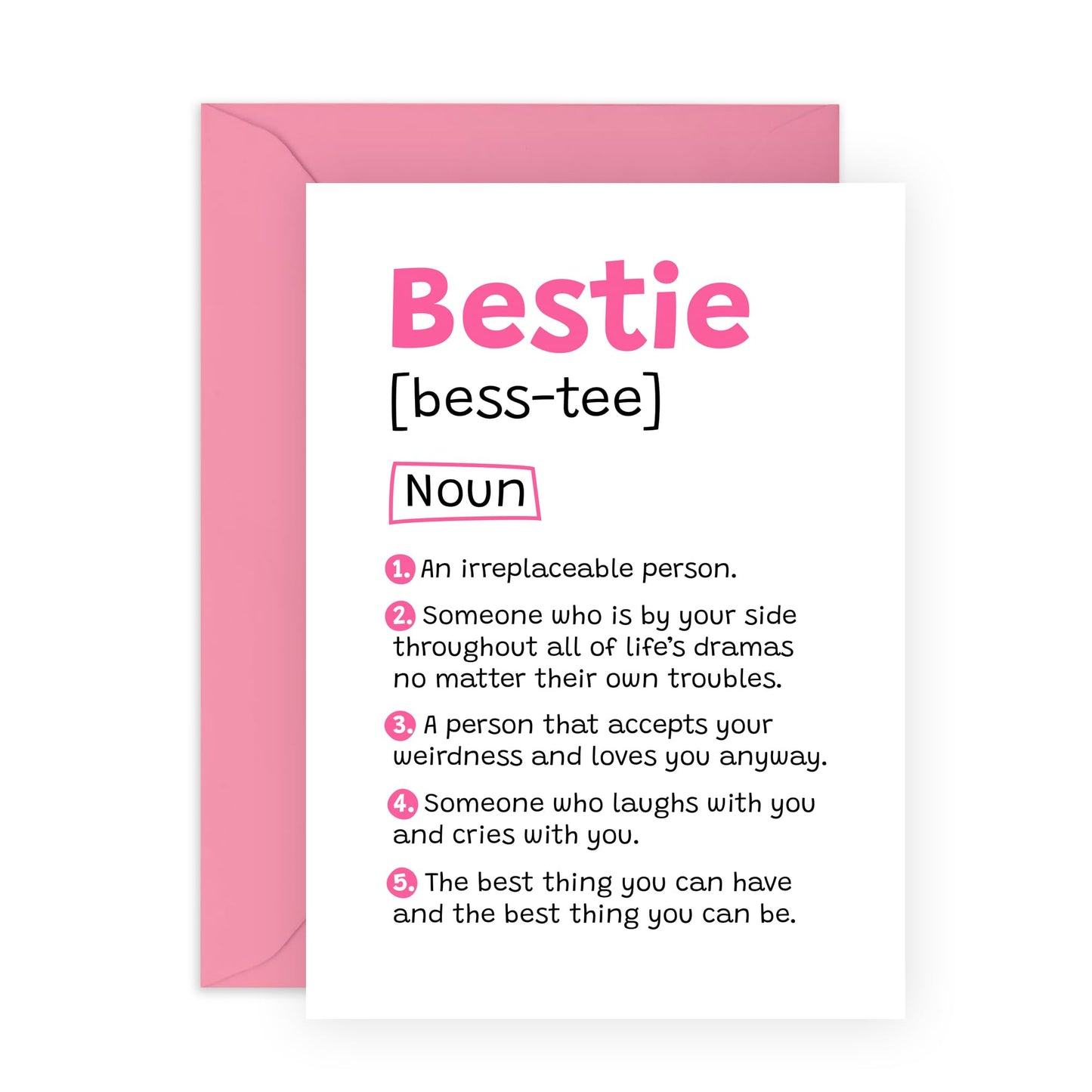 Bestie's Birthday Card- 'Bestie' - Gifts for Best Friend, BFF, Her, Partner, Ladies, Women, Girls - Definition - Comes with Fun Stickers